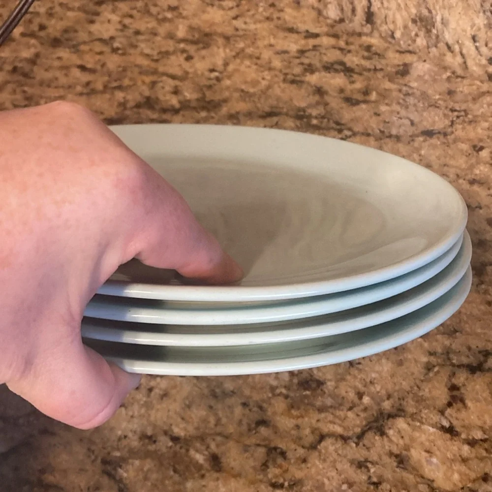 IKEA set of 3 soup bowls and 4 dining plates green